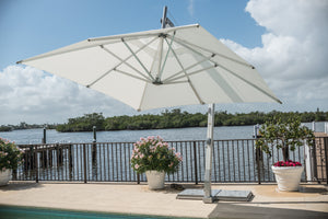Bambrella 11.5' Round Hurricane Side Wind Aluminum Manual Lift Cantilever Umbrella