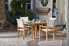 Curated Maison Perrin 5-Piece Square Teak Table Outdoor Dining Set w/ Stacking Armchairs