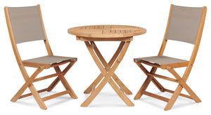 Curated Maison Lucas 3-Piece Round Teak Outdoor Bistro Set with Folding Table