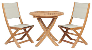 Curated Maison Lucas 3-Piece Round Teak Outdoor Bistro Set with Folding Table