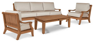 Curated Maison Adrien 4-Piece Teak Outdoor Patio Deep Seating Set with Sunbrella Cushions