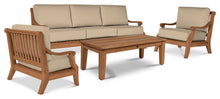 Curated Maison Adrien 4-Piece Teak Outdoor Patio Deep Seating Set with Sunbrella Cushions