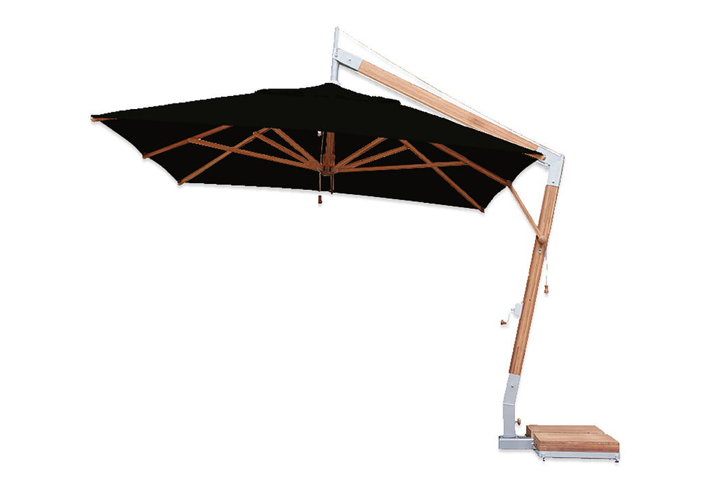 Bambrella 8.5' x 11.5' Rectangular Levante Side Wind Bamboo Crank Lift Manual Tilt Cantilever Umbrella