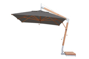 Bambrella 8.5' x 11.5' Rectangular Levante Side Wind Bamboo Crank Lift Manual Tilt Cantilever Umbrella