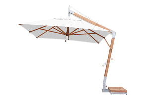 Bambrella 8.5' x 11.5' Rectangular Levante Side Wind Bamboo Crank Lift Manual Tilt Cantilever Umbrella