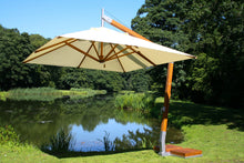 Bambrella 8.5' x 11.5' Rectangular Levante Side Wind Bamboo Crank Lift Manual Tilt Cantilever Umbrella