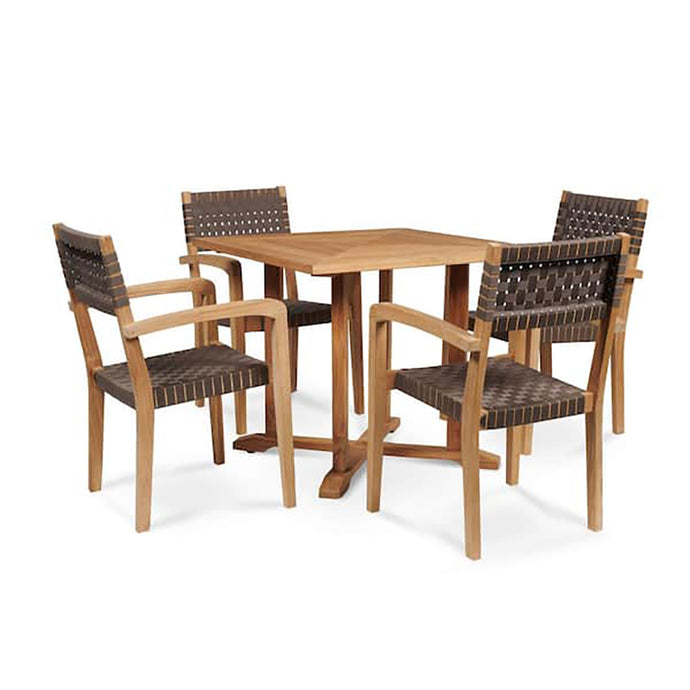 Curated Maison Clairene 5-Piece Square Teak Outdoor Dining Set with Stacking Armchairs