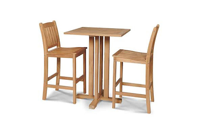 Curated Maison Michele 3-Piece Square Bar Height Teak Outdoor Set