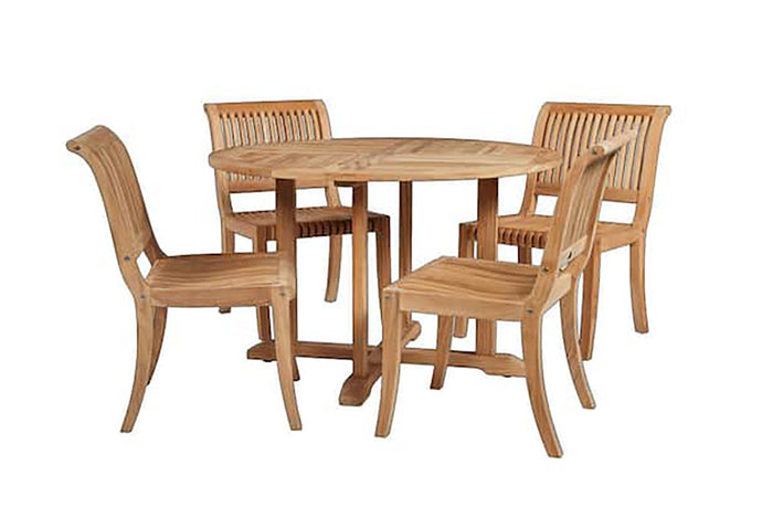 Curated Maison Clement 5-Piece Round Teak Outdoor Dining Set