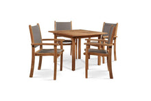 Curated Maison Perrin 5-Piece Square Teak Table Outdoor Dining Set w/ Stacking Armchairs