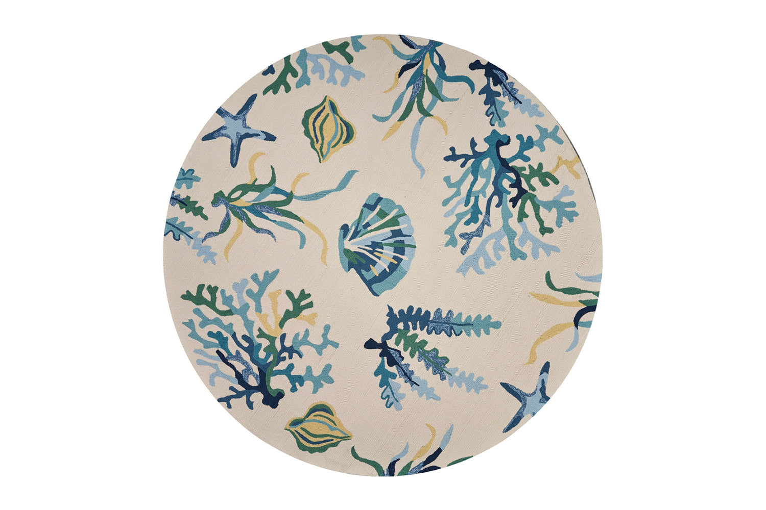 KAS Harbor Ivory/Blue Oceana Round Indoor/Outdoor Rug – Willow Creek ...