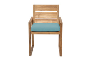 Set of 2 Venice Teak Outdoor Dining Arm Chair. Sunbrella Cushion.