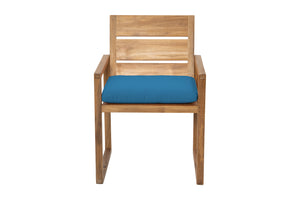 Set of 2 Venice Teak Outdoor Dining Arm Chair. Sunbrella Cushion.