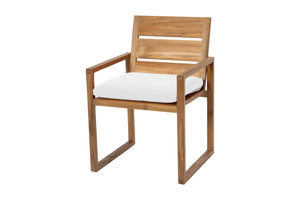 Set of 2 Venice Teak Outdoor Dining Arm Chair. Sunbrella Cushion.