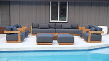 10 pc Hermosa Teak Deep Seating Deluxe Sofa with 72" Coffee Table. Sunbrella Cushion