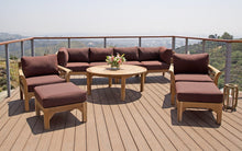 10 pc Monterey Teak Seating Group with 48" Chat Table. Sunbrella Cushion.