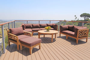 11 pc Monterey Teak Deep Seating Set with 48" Chat Table. Sunbrella Cushion.