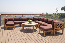 12 pc Monterey Teak Sectional Seating Group with 52" Chat Table. Sunbrella Cushion.