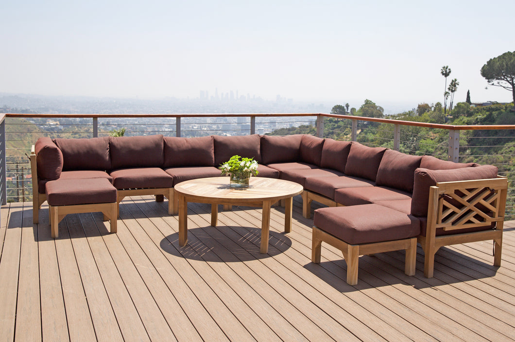 12 pc Monterey Teak Sectional Seating Group with 52