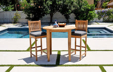 3 pc Huntington Teak Bar with 40" Round Bar Table. Sunbrella Cushion.