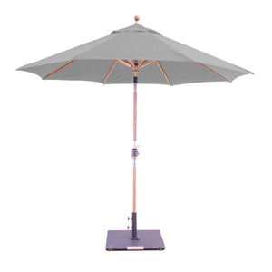 9' Teak Outdoor Market Umbrella with Auto Tilt