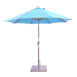 9' Teak Outdoor Market Umbrella with Auto Tilt