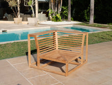5pc Laguna Teak Sofa Deep Seating Group Loveseat with Ottoman. Sunbrella Cushion