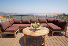 11 pc Monterey Teak Sectional Seating Group with 48" Chat Table. Sunbrella Cushion.