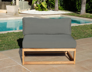 Laguna Teak Outdoor Small Armless Chair. Sunbrella Cushion