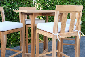 5 pc Chatsworth Teak Bar with 36" Square Bar Table. Sunbrella Cushion.