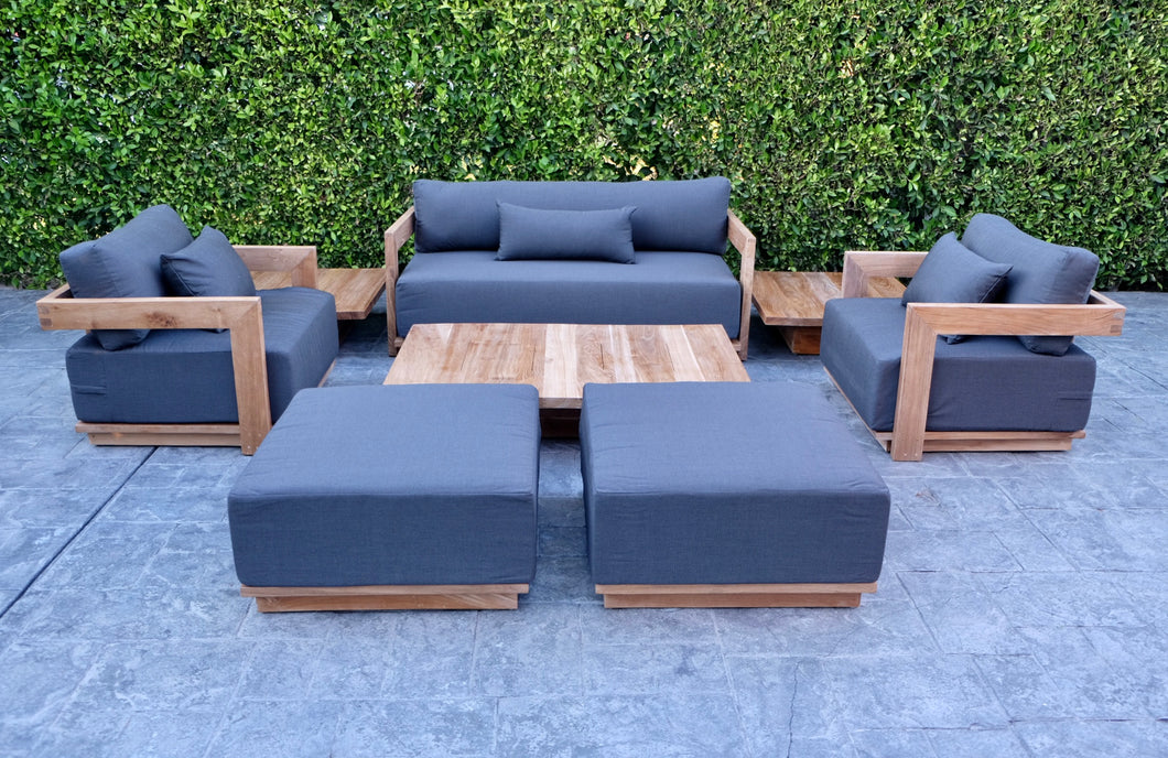 8 pc Hermosa Teak Deep Seating Loveseat 49