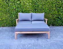 2 pc Huntington Teak Deep Seating Loveseat Daybed. Sunbrella Cushion.