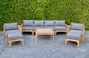 8 pc Monterey Teak Deep Seating Set Deluxe Sofa with 36" Coffee Table. Sunbrella Cushion.