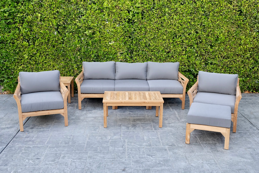 6 pc Monterey Teak Deep Seating Set with Coffee Table. Sunbrella Cushion.