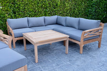 9pc Monterey Teak Sectional Seating Group with 36" Chat Table. Sunbrella Cushion.