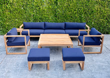 7 pc Venice Teak Deep Seating Deluxe Sofa with Square Coffee Table. Sunbrella Cushion.