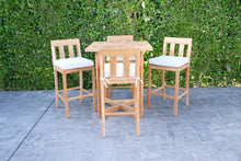 5 pc Chatsworth Teak Bar with 36" Square Bar Table. Sunbrella Cushion.