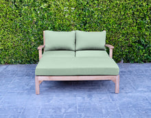 2 pc Huntington Teak Deep Seating Loveseat Daybed. Sunbrella Cushion.