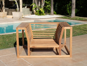 5pc Laguna Teak Loveseat Deep Seating Group with Coffee Table. Sunbrella Cushion