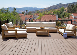 8 pc Chatsworth Teak Deep Seating Deluxe Sofa with 36" Coffee Table. Sunbrella Cushion