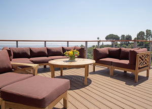 11 pc Monterey Teak Deep Seating Set with 48" Chat Table. Sunbrella Cushion.