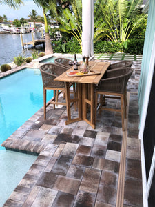 Teak Outdoor Drop Leaf Bar Table
