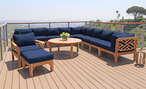 12 pc Monterey Teak Sectional Seating Group with 48" Chat Table. Sunbrella Cushion.
