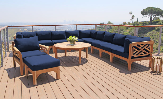 12 pc Monterey Teak Sectional Seating Group with 52