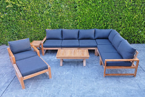 10 pc Newport Teak Sectional Set with 42" Coffee Table. Sunbrella Cushion.