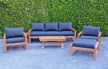 6 pc Newport Teak Seating Group with 42" Coffee Table. Sunbrella Cushion.