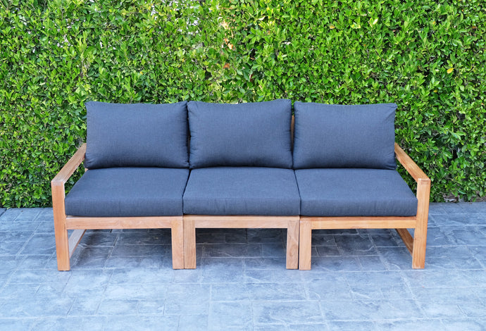 Newport Teak Outdoor Sofa. Sunbrella Cushion.