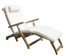 Teak Outdoor Steamer Lounge Chair with Sunbrella Cushion