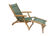 Teak and Sling Outdoor Steamer Lounge Chair