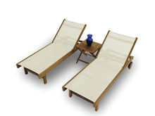 Royal Teak Set of 2 Teak and Sling Outdoor Chaise Lounge with Wheels